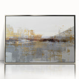 Framed abstract wall art showcasing a dynamic design of colorful strokes and lines in silver acrylic, adding modern elegance to any decor.