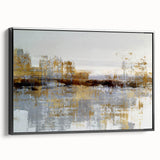 Framed abstract wall art featuring vibrant strokes and lines in bold colors against a black background, showcasing modern artistic design.