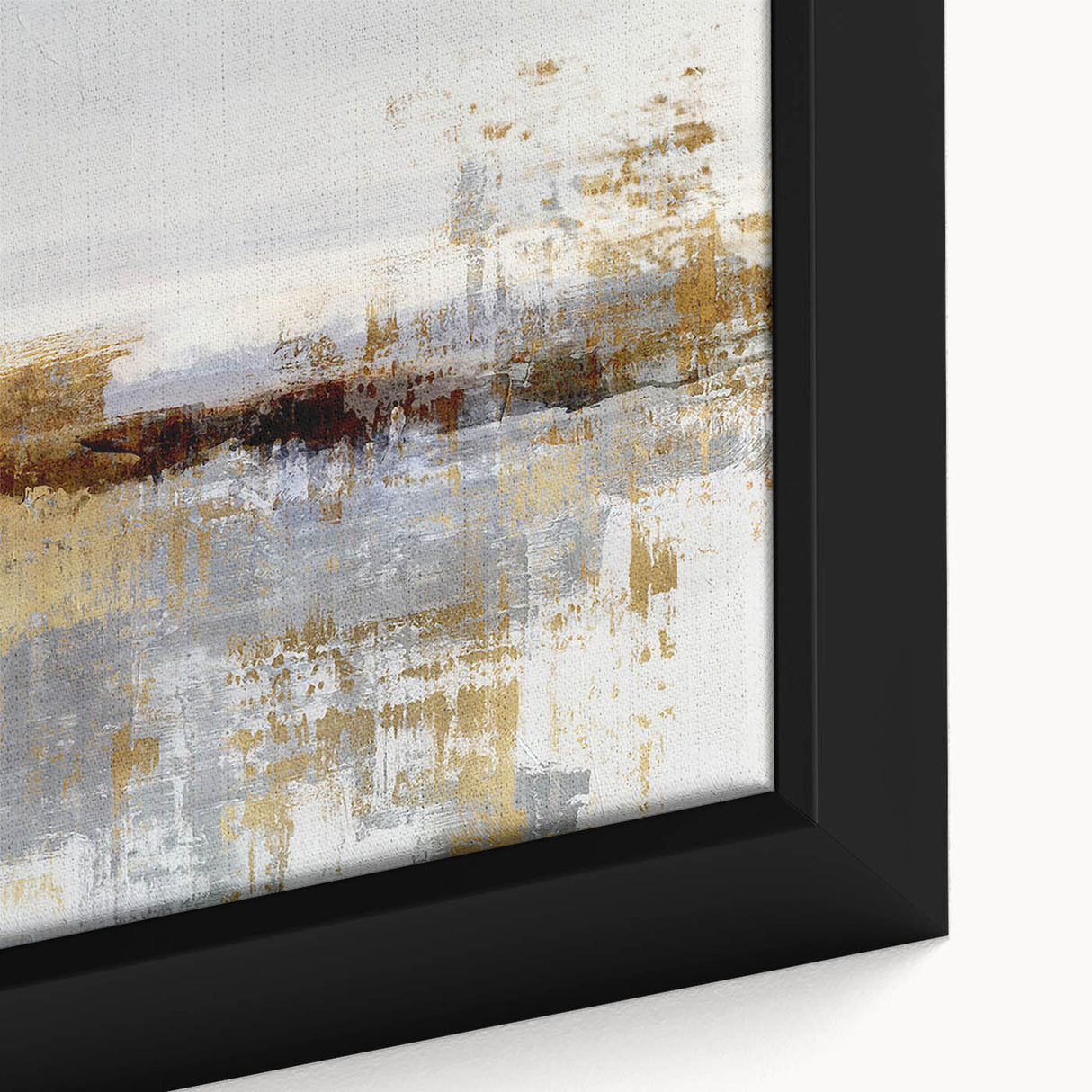 Close-up of an abstract wall art piece showcasing colorful strokes and lines, framed in a modern style, perfect for contemporary decor.