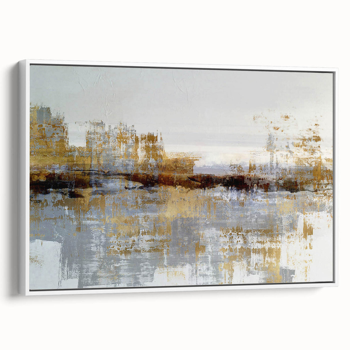 Framed abstract wall art showcasing colorful strokes and lines in a modern design, displayed against a white background for contemporary decor.