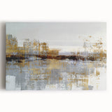 Abstract canvas wall art showcasing vibrant strokes and lines in shades of blue, orange, and gold, perfect for modern home decor.