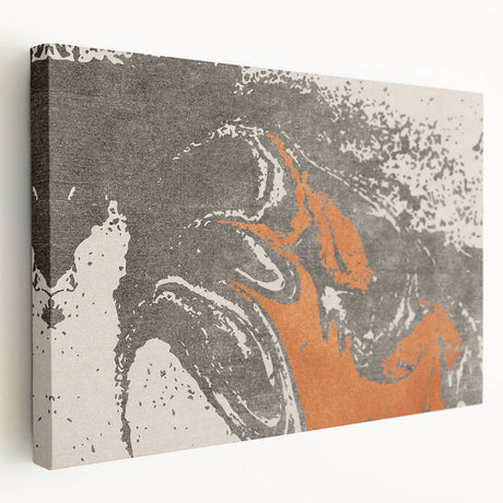 Abstract wall art featuring dynamic strokes and lines in vibrant colors, showcasing a modern design on stretched canvas with a side view display.