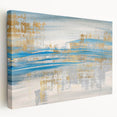 Abstract strokes and lines wall art on stretched canvas, showcasing vibrant colors and dynamic patterns, perfect for modern home decor.