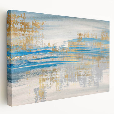 Abstract strokes and lines wall art on stretched canvas, showcasing vibrant colors and dynamic patterns, perfect for modern home decor.