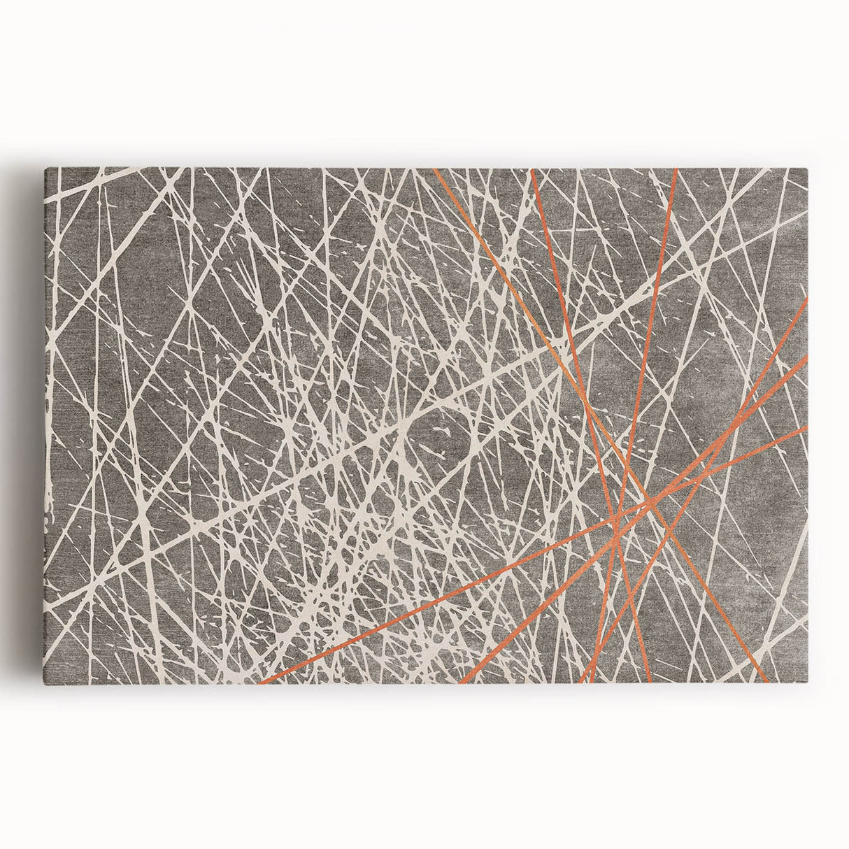 Abstract canvas wall art showcasing vibrant strokes and lines in shades of blue, orange, and yellow, perfect for modern home decor.