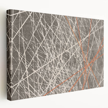 Stretched canvas wall art showcasing an abstract design of colorful strokes and lines, adding a modern touch to any decor space.