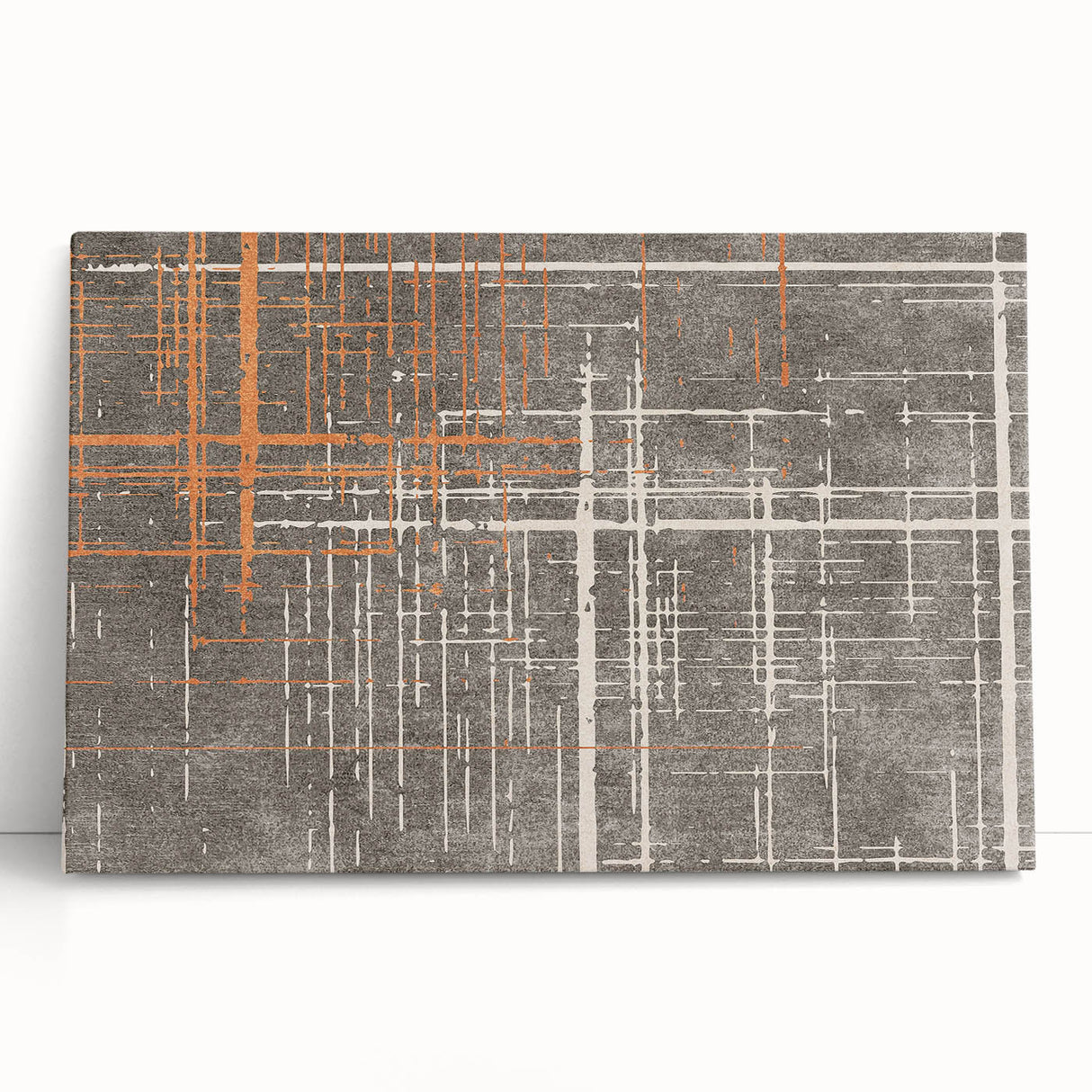 Abstract wall art featuring colorful strokes and lines in vibrant hues of blue, orange, and yellow, ideal for modern home decor accents.