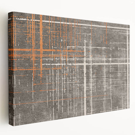 Abstract wall art design featuring vibrant strokes and lines in a colorful palette, printed on stretched canvas for modern decor enhancement.