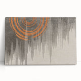 Abstract wall art featuring vibrant strokes and lines in a variety of colors, designed for modern decor. Perfect for enhancing living spaces with artistic flair. This stretched canvas piece leans against a neutral background, showcasing its contemporary style and dynamic composition.