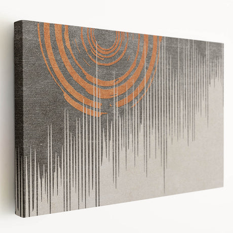 Abstract strokes and lines create a modern, vibrant wall art design on stretched canvas, showcasing a dynamic interplay of colors and textures, perfect for home decor.