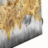 Close-up of an abstract wall art piece showcasing vibrant strokes and lines in bold colors, printed on acrylic glass for a modern decor touch.