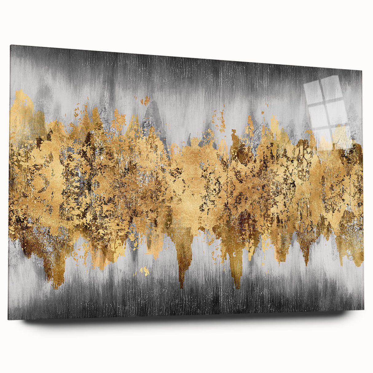 Abstract wall art design showcasing vibrant strokes and lines in bold colors, displayed in an acrylic glass frame for a modern aesthetic.