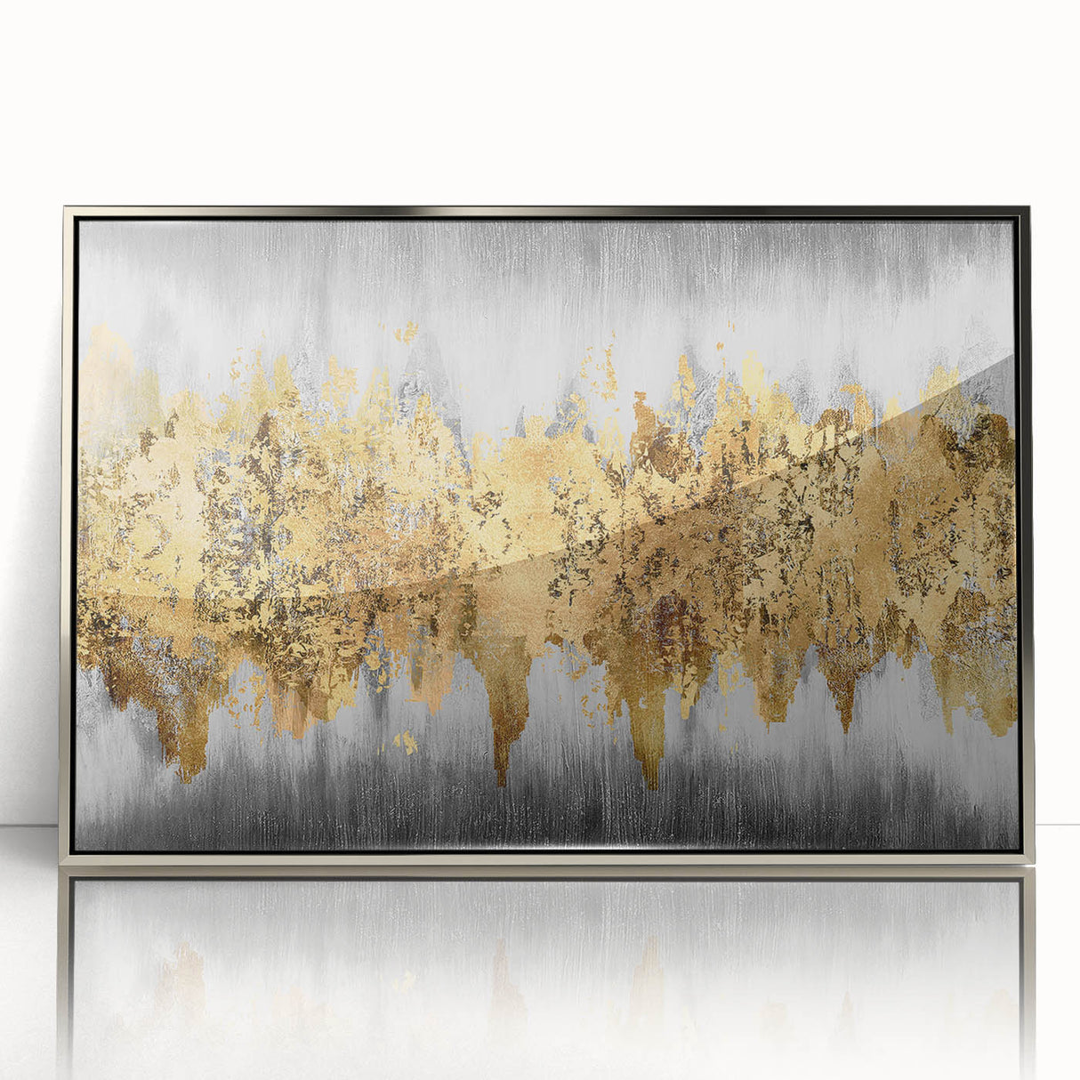 Framed abstract wall art showcasing colorful strokes and lines in silver acrylic, perfect for modern decor and enhancing living spaces.