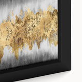 Close-up of an abstract strokes and lines wall art design, featuring vibrant colors and dynamic patterns on a framed canvas, perfect for modern decor.