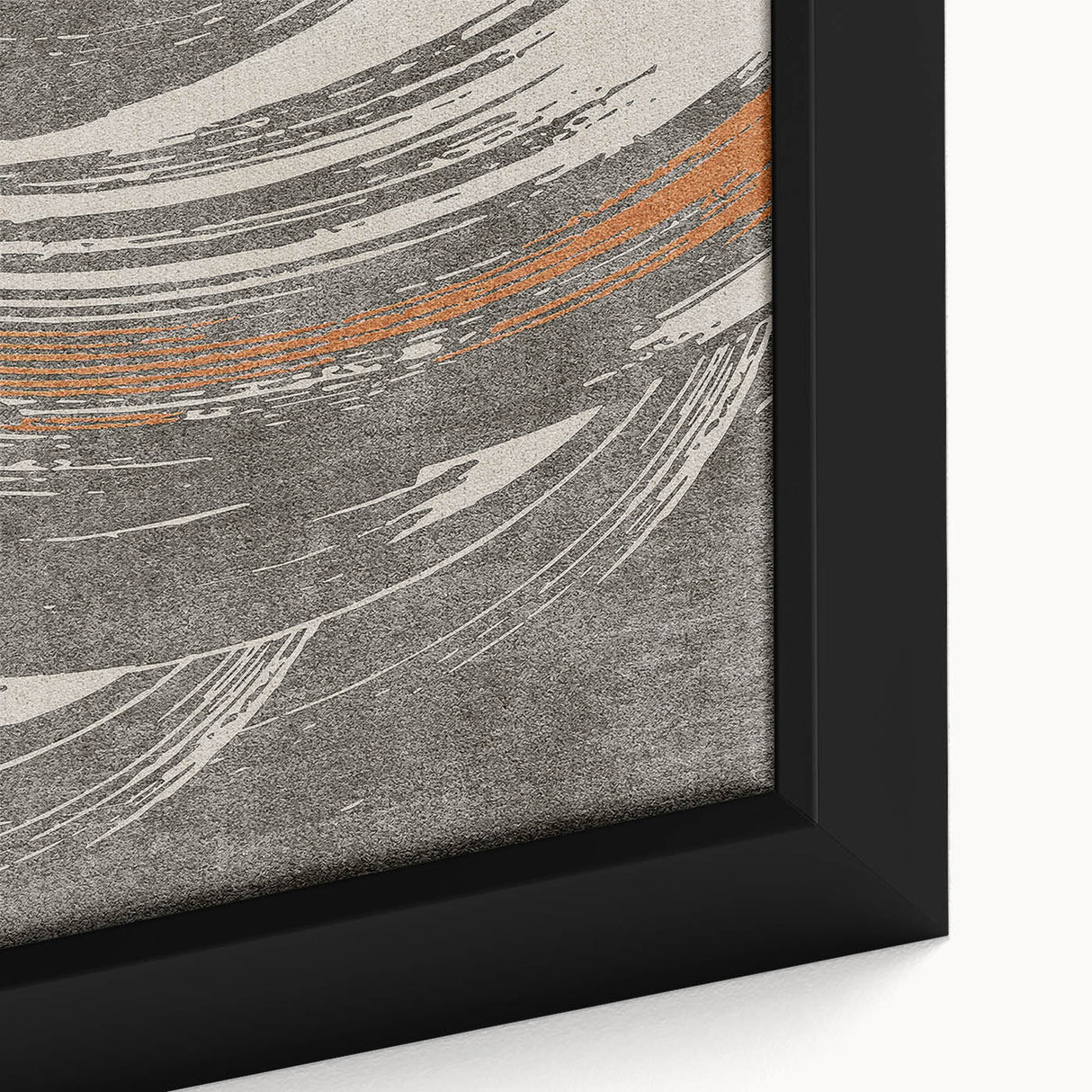 Close-up of abstract wall art featuring vibrant strokes and lines in shades of blue, orange, and yellow, designed for modern decor.
