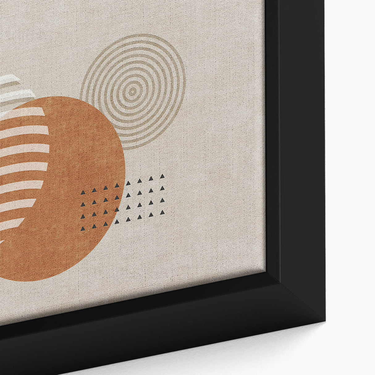 Close-up of an abstract strokes and lines design in vibrant colors, showcasing unique texture and detail in framed canvas wall art suitable for modern decor.