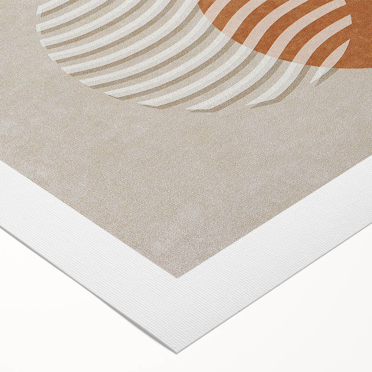 Abstract wall art design on rolled canvas showcasing vibrant strokes and lines in shades of blue, orange, and yellow, ideal for modern decor.