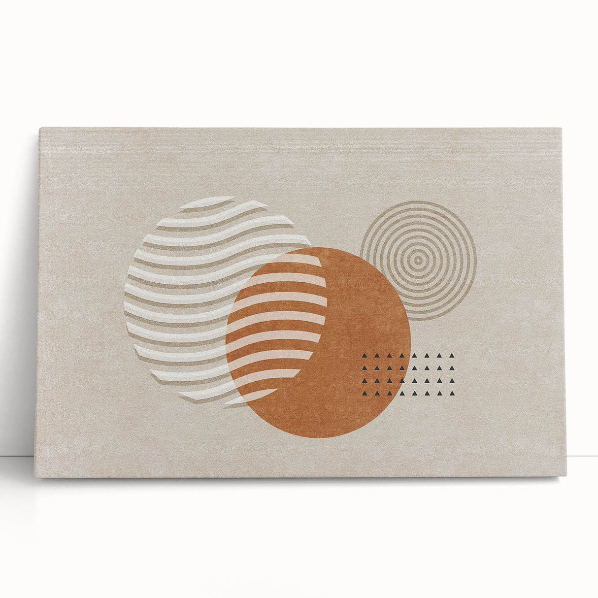 Abstract wall art featuring vibrant strokes and lines in shades of blue, orange, and yellow on stretched canvas, perfect for modern decor.