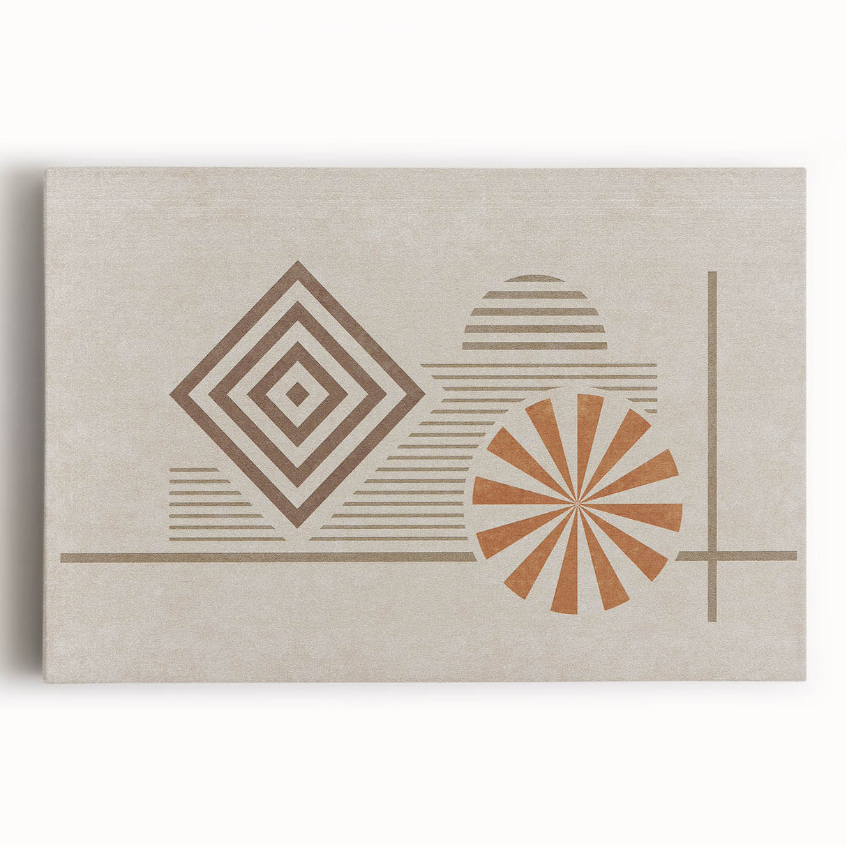 Abstract canvas wall art featuring vibrant strokes and lines in shades of blue, orange, and white, perfect for modern decor enhancement.