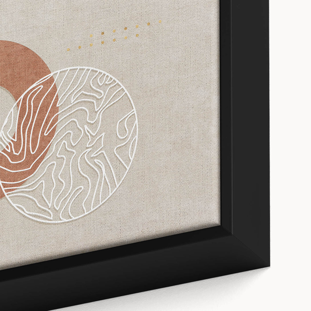 Close-up of a modern abstract canvas wall art piece showcasing vibrant strokes and lines in a blend of blue, orange, and yellow colors, perfect for contemporary decor.