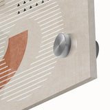 Abstract wall art close-up showcasing a vibrant design of colorful strokes and lines on acrylic glass, perfect for modern decor.