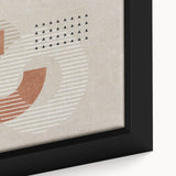 Close-up of a framed abstract wall art piece showcasing colorful strokes and lines, highlighting vibrant hues and dynamic textures.