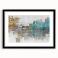 Framed abstract wall art featuring colorful strokes and lines in a modern design, set against a sleek black mat for a sophisticated look.