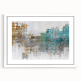 Abstract wall art featuring vibrant strokes and lines in a modern design, framed with a white mat, ideal for contemporary decor.