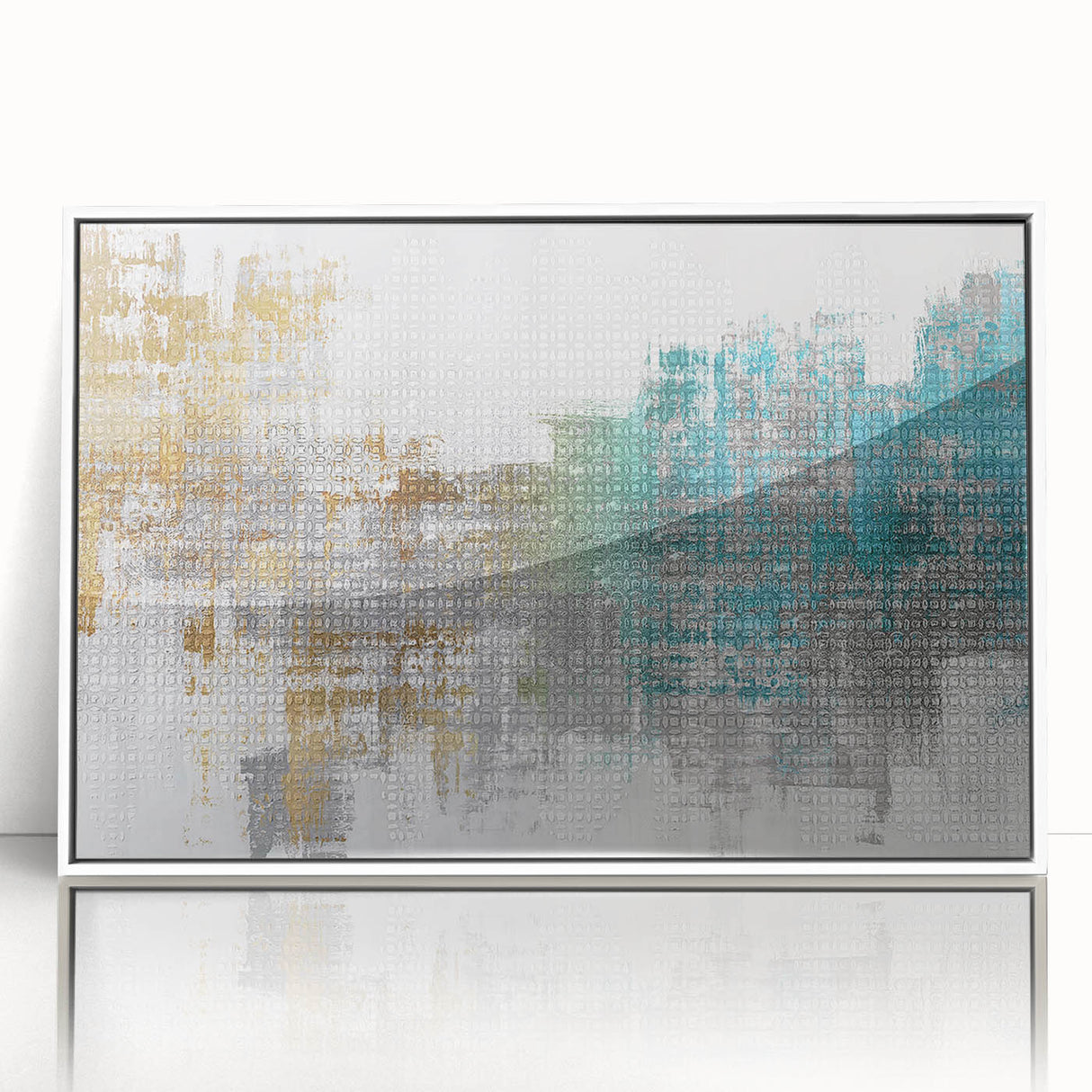 Framed wall art showcasing an abstract design of colorful strokes and lines on a white background, adding a modern touch to home decor.
