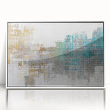 Framed wall art showcasing an abstract design of colorful strokes and lines on a white background, adding a modern touch to home decor.