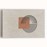 Abstract wall art featuring vibrant strokes and lines in shades of blue, orange, and yellow on stretched canvas, ideal for modern decor.