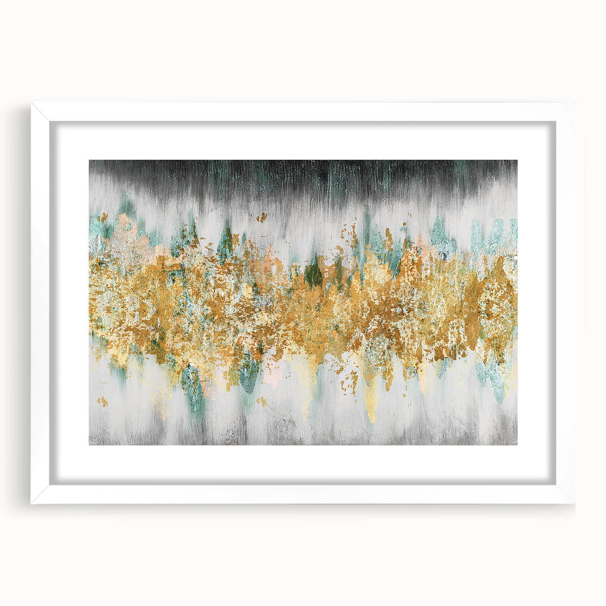 Abstract wall art featuring dynamic strokes and lines in soft pastel colors, elegantly displayed in a white frame with a mat for a modern decor aesthetic.