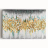 Abstract canvas wall art showcasing vibrant strokes and lines in shades of blue, pink, and gold, perfect for modern decor enhancement.