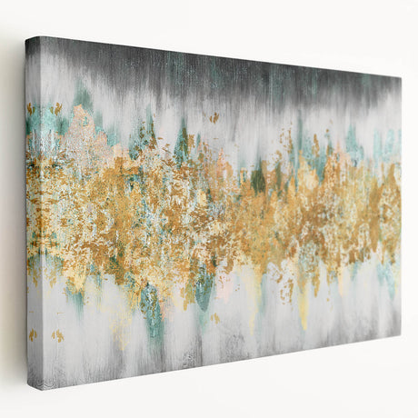 Abstract strokes and lines design on stretched canvas wall art, showcasing vibrant colors and fluid shapes, perfect for modern decor.