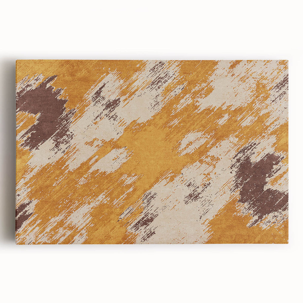 Abstract wall art featuring vibrant strokes and lines in bold colors, showcasing a modern design on stretched canvas for home decor.