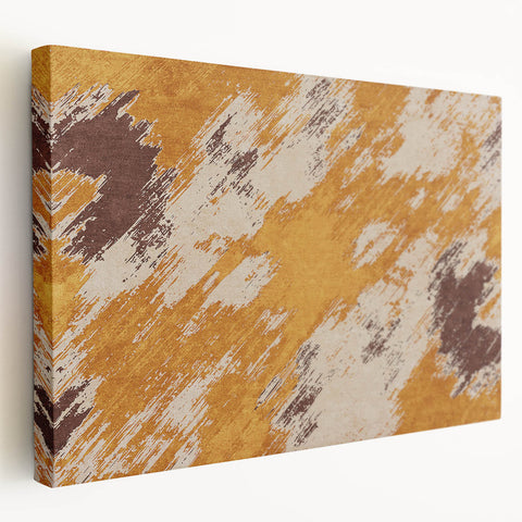 Stretched canvas wall art displaying a modern abstract design with colorful strokes and lines, perfect for contemporary home decor.