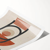 Abstract strokes and lines design on a rolled print, showcasing vibrant colors and dynamic patterns for modern wall decor in any setting.