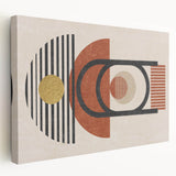 Abstract wall art featuring colorful strokes and lines on stretched canvas, showcasing a modern design perfect for contemporary decor.