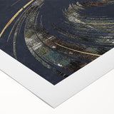 Abstract wall art featuring bold strokes and flowing lines in vibrant colors, designed for modern decor, showcasing artistic expression on rolled canvas.