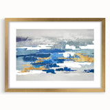 Framed abstract wall art featuring elegant strokes and lines in gold and neutral tones, perfect for modern home decor.