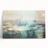 Abstract canvas art print showcasing vibrant strokes and dynamic lines in shades of blue, orange, and yellow, perfect for modern home decor.