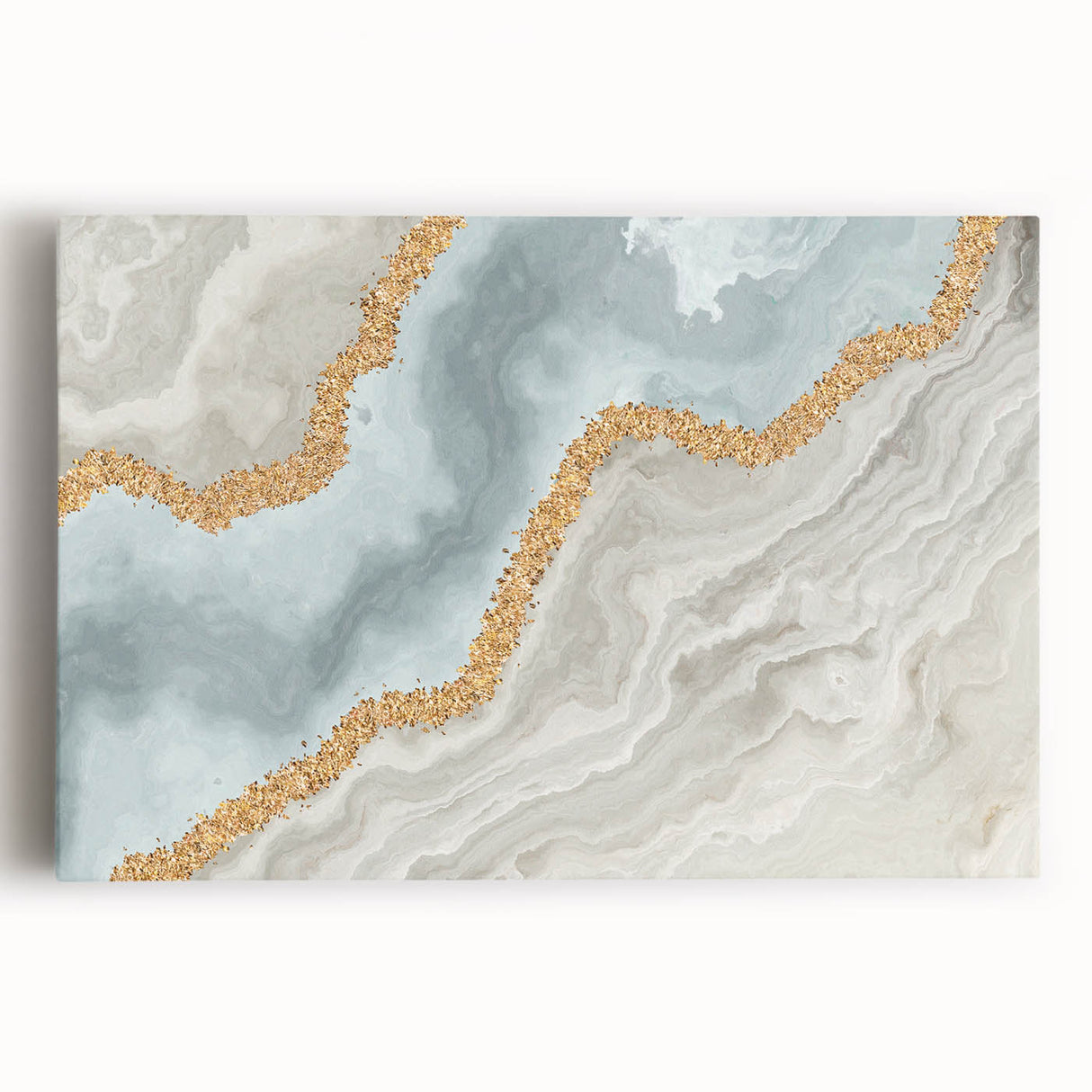 Abstract canvas wall art featuring vibrant strokes and lines in shades of blue, orange, and yellow, ideal for modern decor and artistic spaces.