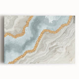 Abstract canvas wall art featuring vibrant strokes and lines in shades of blue, orange, and yellow, ideal for modern decor and artistic spaces.