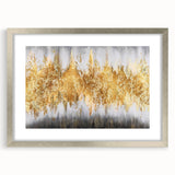 Abstract wall art print showcasing vibrant strokes and lines in a modern design, framed with a silver mat, perfect for contemporary decor.