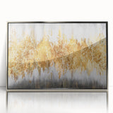 Framed abstract wall art featuring dynamic strokes and lines in silver and black tones, perfect for modern home decor enhancement.