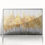 Abstract wall art featuring colorful strokes and lines in a modern design, framed in white acrylic, perfect for contemporary decor.