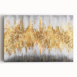 Abstract wall art canvas showcasing vibrant strokes in shades of blue, orange, and yellow, ideal for modern home decor and gallery displays.