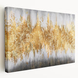 Abstract wall art featuring vibrant strokes and lines in bold colors, designed for modern decor, showcasing a side view of a stretched canvas print.