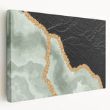 Abstract wall art featuring vibrant strokes and lines in a colorful design, printed on a stretched canvas with a side view showcasing its depth and texture.