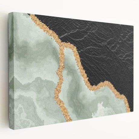 Abstract wall art featuring vibrant strokes and lines in a colorful design, printed on a stretched canvas with a side view showcasing its depth and texture.